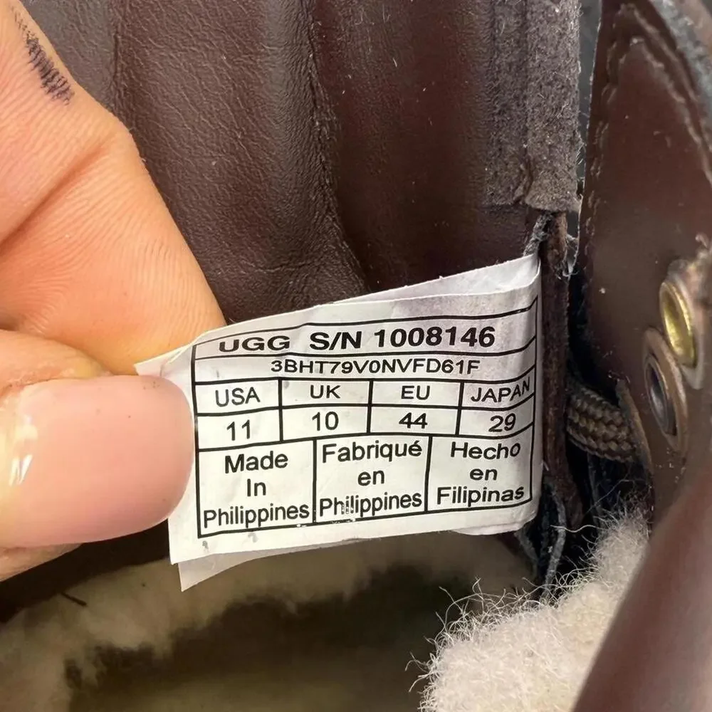 UGG Men's Winter Brown Boot Sz 11 leather wool‎